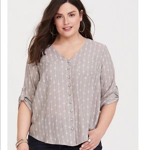 Torrid Harper Grey Arrow Button Front Blouse